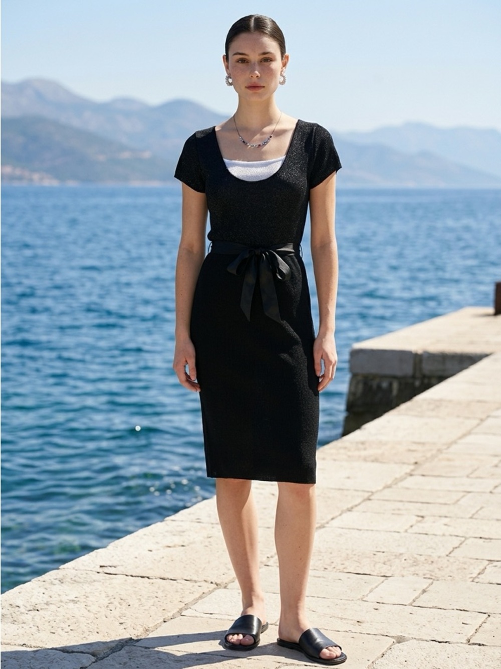 DKNY Elegant Black LIGHTWEIGHT knit Dress